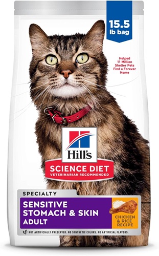 Hill’s Science Diet Adult Sensitive Stomach & Skin Chicken & Rice Recipe Dry Cat Food