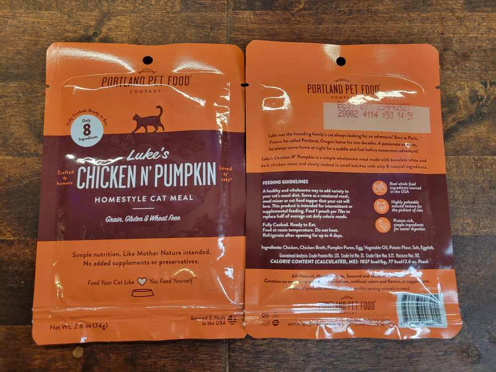 Portland Pet Food Company Luke’s Chicken N’ Pumpkin Homestyle Cat Meal