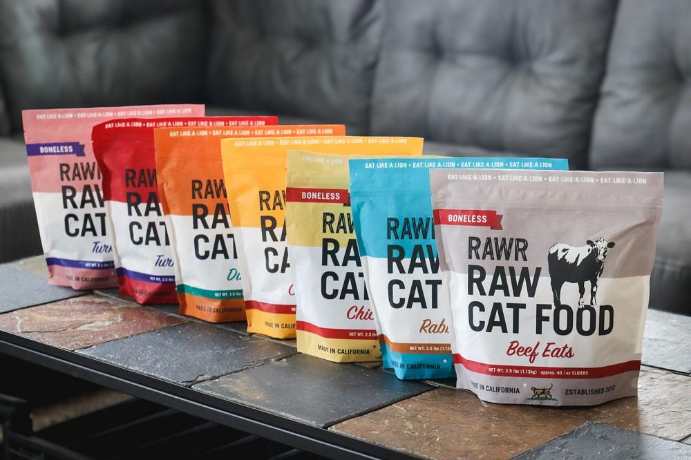 row of brightly colored RAWR food packages